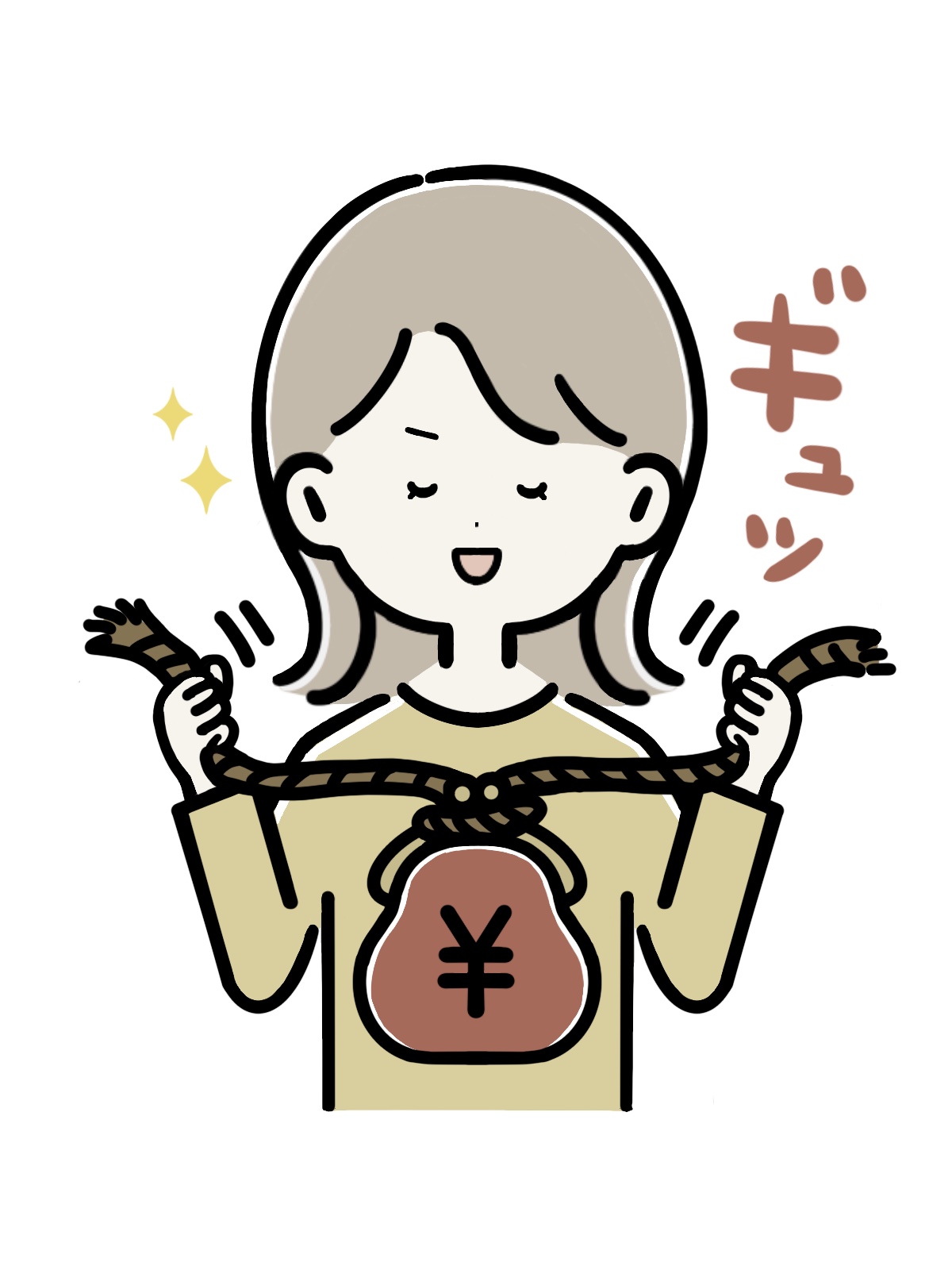 財布の紐を締める女性